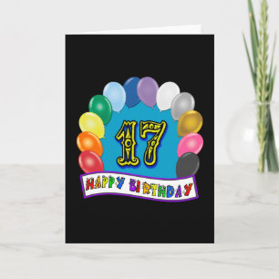 17e verjaardag cadeaus met gesorteerd ballonontwer kaart