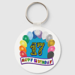 17e verjaardag cadeaus met gesorteerd ballonontwer sleutelhanger