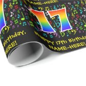 17e verjaardag: Colorful Music Symbols, Rainbow 17 Cadeaupapier (Rol Hoek)