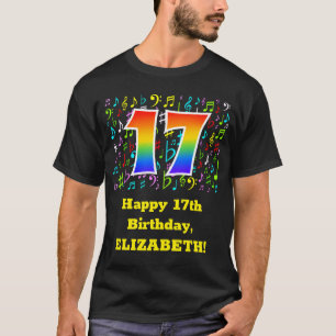 17e verjaardag: Colorful Music Symbols, Rainbow 17 T-shirt