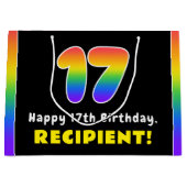 17e verjaardag: Colorful Rainbow # 17, Naam op maa Groot Cadeauzakje (Voorkant)