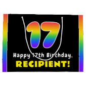 17e verjaardag: Colorful Rainbow # 17, Naam op maa Groot Cadeauzakje (Achterkant)