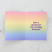17e verjaardag: Colorful Rainbow # 17, Naam op maa Kaart (Binnen)