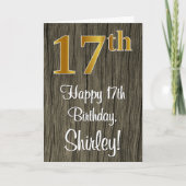 17e verjaardag: Elegant Faux Gold Kijk #, Faux Woo Kaart (Voorkant)