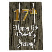 17e verjaardag: Elegant Faux Gold Kijk #, Faux Woo Medium Cadeauzakje (Achterkant)