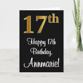 17e verjaardag ~ Elegant Luxe Faux Gold Look # Kaart (Voorkant)