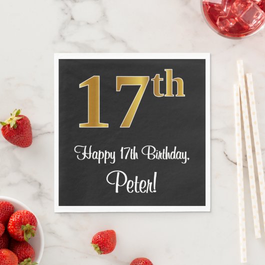 17e verjaardag ~ Elegant Luxe Faux Gold Look # Servet (Insitu)