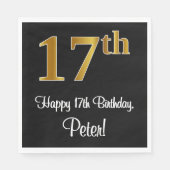 17e verjaardag ~ Elegant Luxe Faux Gold Look # Servet (Voorkant)