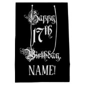 17e verjaardag: Fancy, elegant script + aangepaste Medium Cadeauzakje (Achterkant)