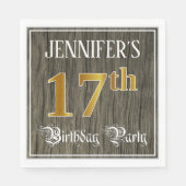 17e verjaardag — Faux Gold & Faux Wood Ziet er uit Servet (Voorkant)