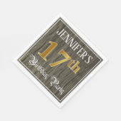 17e verjaardag — Faux Gold & Faux Wood Ziet er uit Servet (Hoek)