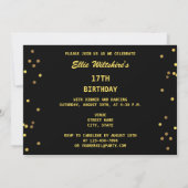 17e verjaardag Faux Gold Foil Confetti Black Kaart (Achterkant)