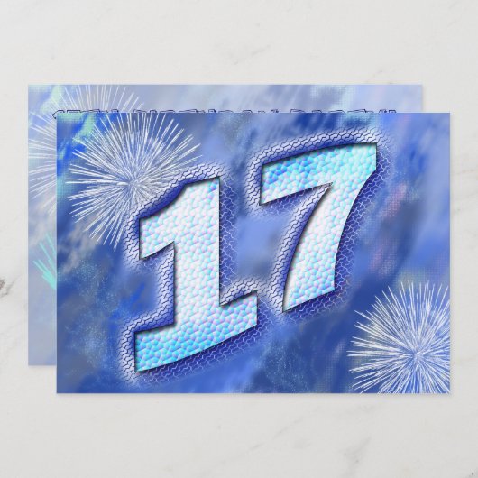 17e verjaardag feestuitnodiging kaart (Voorkant / Achterkant)