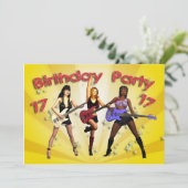 17e Verjaardag Feestuitnodiging met een meidenband Kaart (Staand voorkant)