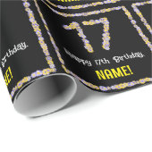 17e verjaardag: Floral Flowers Number, Custom Name Cadeaupapier (Rol Hoek)