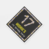 17e verjaardag: Floral Flowers Number, Custom Name Servet (Hoek)