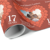 17e verjaardag foto carnelische kralen hart cadeaupapier (Rol Hoek)