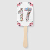 17e verjaardag Foto Collage Pink Girl Flower White Handwaaier (Voorkant)