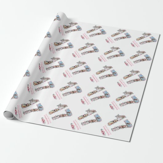 17e verjaardag Foto Girl Collage Pink Flower White Cadeaupapier (Uitgerold)