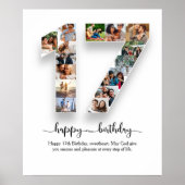 17e Verjaardag Fotocollage Poster (Voorkant)