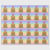 17e verjaardag: Fun Cake and Candles + Custom Name Cadeaupapier (Vlak)