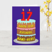 17e verjaardag: Fun Cake and Candles + Custom Name Kaart (Gele Bloem)