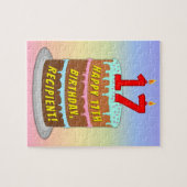 17e verjaardag: Fun Cake and Candles + Custom Name Legpuzzel (Horizontaal)