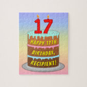 17e verjaardag: Fun Cake and Candles + Custom Name Legpuzzel (Verticaal)