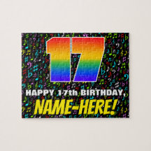 17e verjaardag — Fun, Colorful Music Symbols & "17