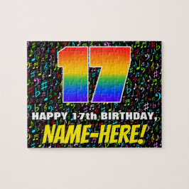 17e verjaardag — Fun, Colorful Music Symbols & "17 Legpuzzel