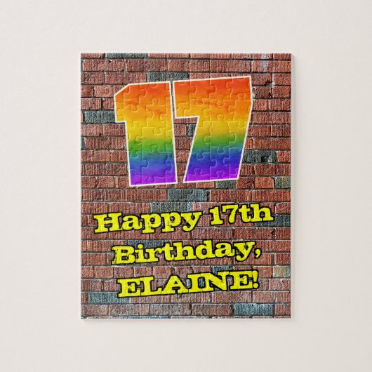 17e verjaardag: Fun Graffiti-geïnspireerde regenbo Legpuzzel (Verticaal)