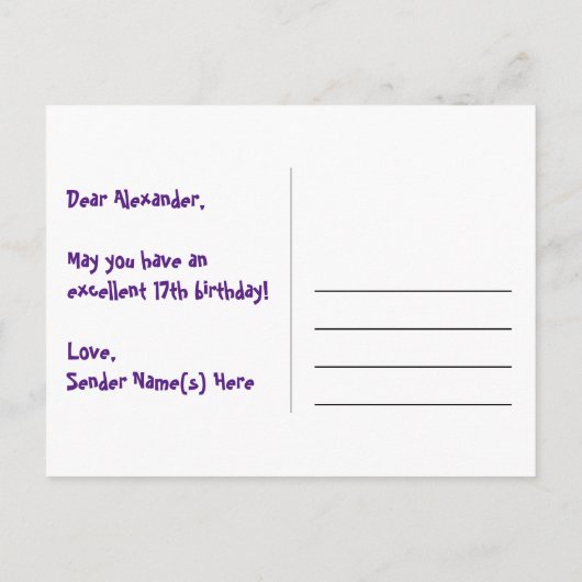 17e verjaardag: Fun Hearts Pattern, Rainbow 17 Briefkaart (Achterkant)