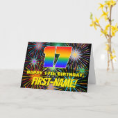 17e verjaardag: Fun, kleurrijk gevuurwerk Kaart (Gele Bloem)