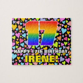 17e verjaardag — Fun, liefhebbende hartvormen + "1 Legpuzzel