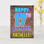 17e verjaardag - Fun, Urban Graffiti geïnspireerd  Kaart (Gele Bloem)