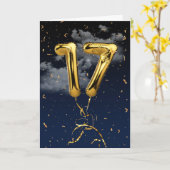 17e verjaardag Gold Mylar ballon en Confetti Card Kaart (Gele Bloem)
