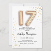 17e verjaardag - Gouden ballonnen Kaart (Voorkant)