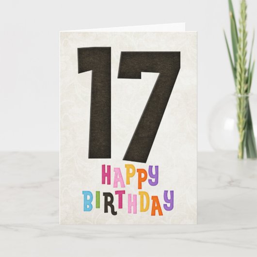 17e verjaardag Happy Birthday Kaart Design 2 (Voorkant)