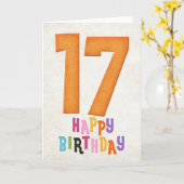 17e verjaardag Happy Birthday Kaart Design 3 (Gele Bloem)