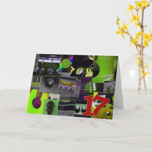17e verjaardag kaart (Gele Bloem)