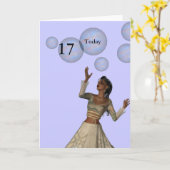 17e verjaardag kaart (Gele Bloem)