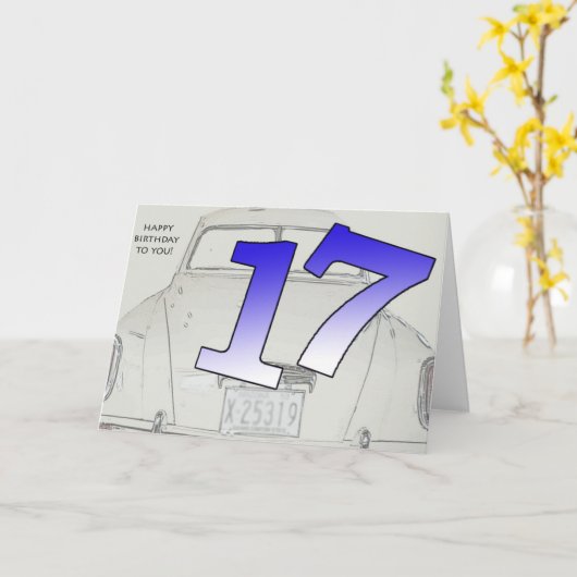 17e verjaardag kaart (Gele Bloem)