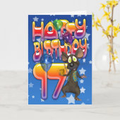 17e verjaardag Kaart, Happy Birthday Kaart (Gele Bloem)