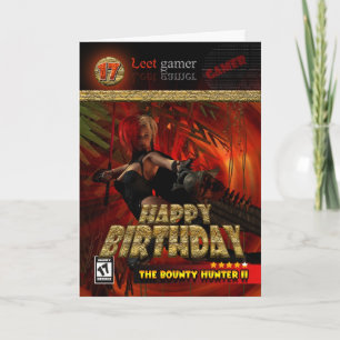 17e Verjaardag Kaart voor Gamers The Bounty Hunter