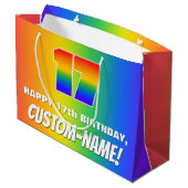 17e verjaardag: kleurrijk, vun regenboogpatroon #  groot cadeauzakje (Achterkant Gekanteld)
