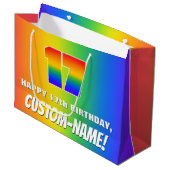 17e verjaardag: kleurrijk, vun regenboogpatroon #  groot cadeauzakje (Voorkant Gekanteld)