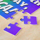 17e verjaardag: kleurrijk, vun regenboogpatroon # legpuzzel (Zijkant)