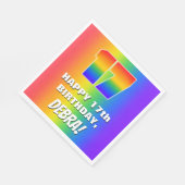 17e verjaardag: kleurrijk, vun regenboogpatroon #  servet (Hoek)