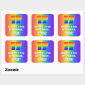 17e verjaardag: kleurrijk, vun regenboogpatroon #  vierkante sticker (Vel)