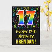 17e verjaardag: Kleurrijke muzieksymbolen + regenb Kaart (Gele Bloem)